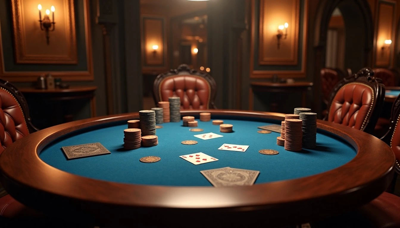 Partie de poker en présentiel autour d'une table élégante chez L'Enchantellerie à Nice
